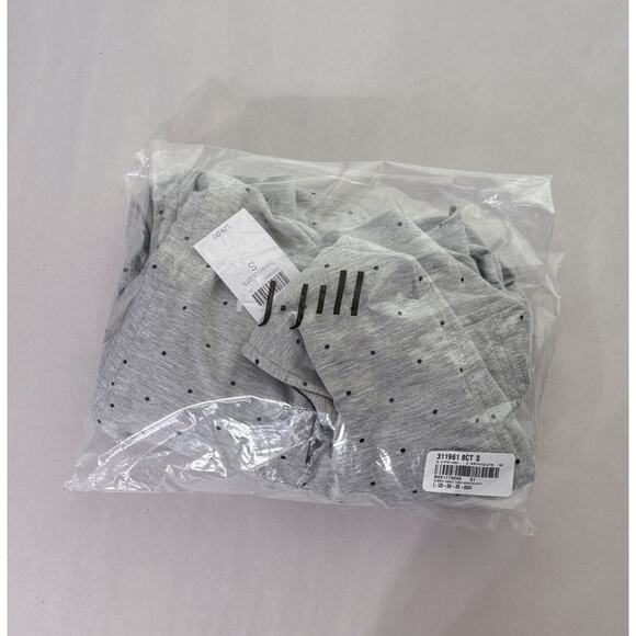 J Jill Seamed Polka Dot Hoodie Tunic Shirt Womens Size Small New Grey Black - Picture 14 of 15